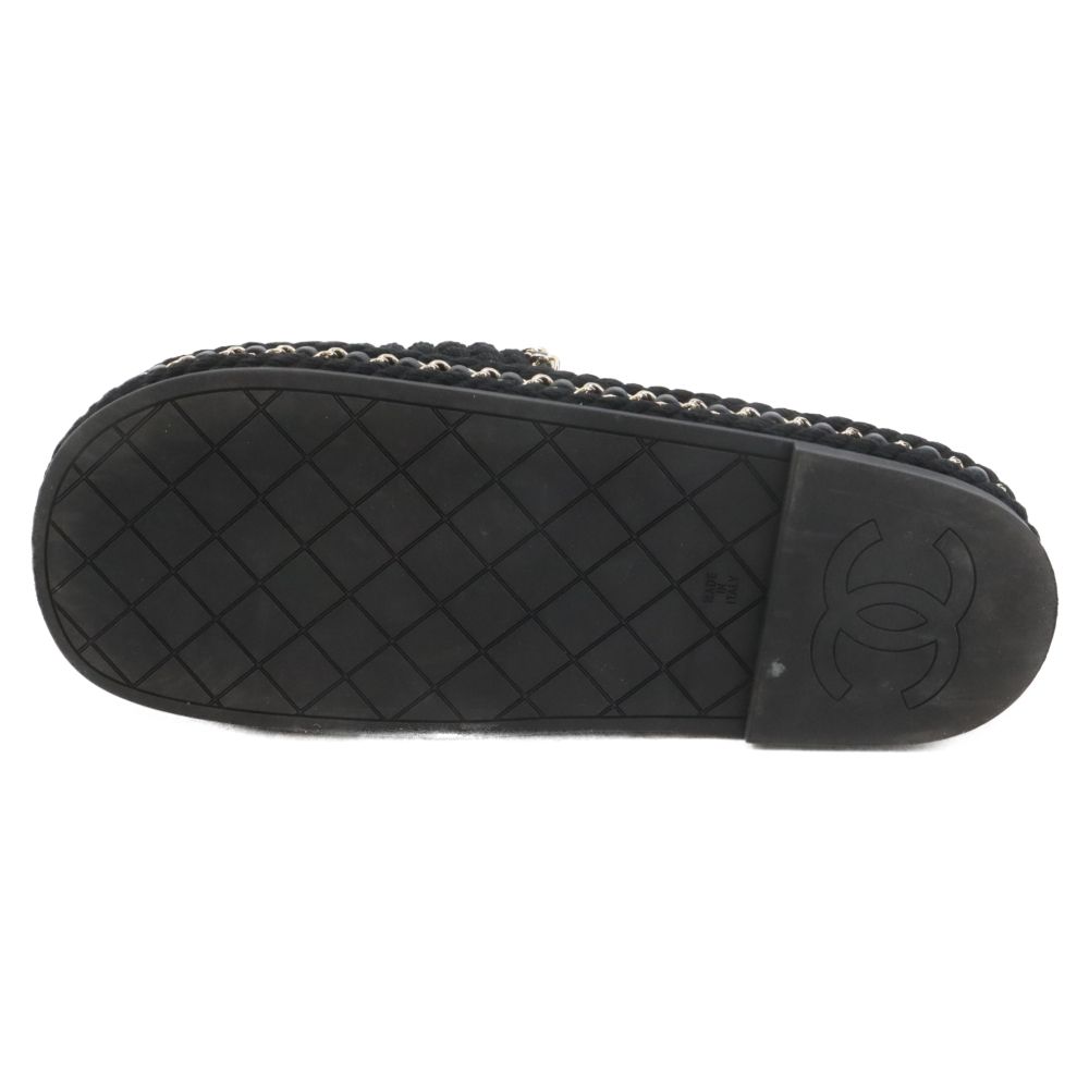CHANEL ブラックレザーサンダル CHANEL シャネル サンダル レディース36 ブラック レザー 2021年