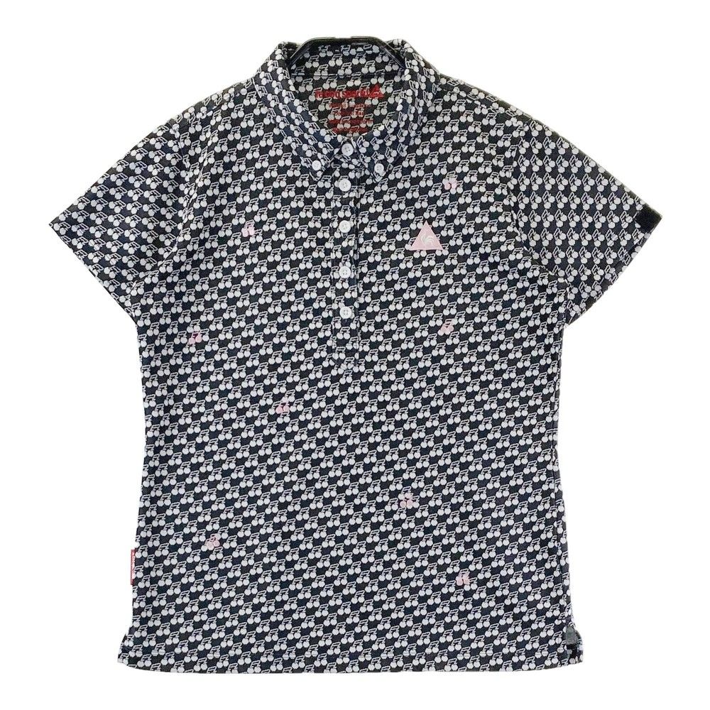 サイズ：L LE COQ GOLF ルコックゴルフ  半袖ポロシャツ ボタンダウン 総柄 ブラック系 [240101448111] ゴルフウェア レディース ストスト