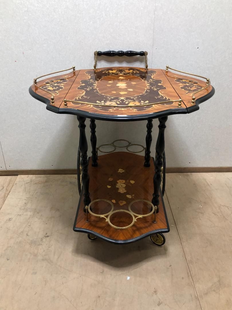 イタリア製 象嵌 アンティーク キッチンワゴン ティーワゴン バタフ