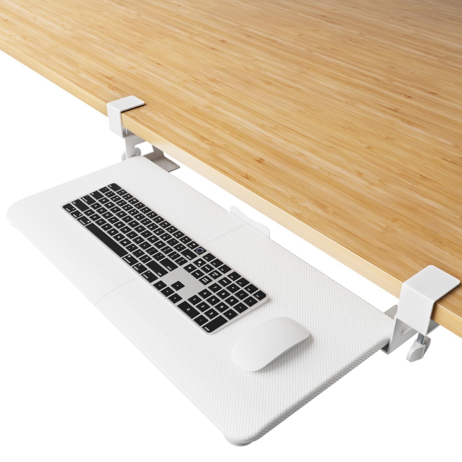 NearHub キーボードトレイ スライド式 C型クランプ式 キーボードスライダー PCデスクエクステンダー 引き出し 後付け 大型 762*300*95mm 耐荷重5kg 高安定性 穴あけ不要 取り付け簡単 ネジ式 マウス