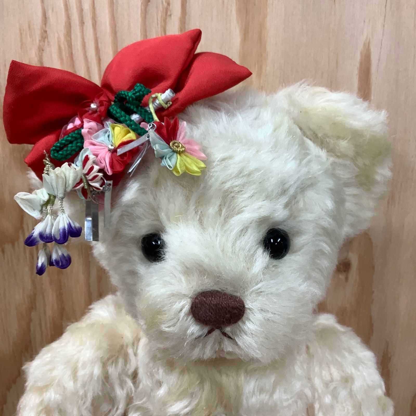 昭和レトロ BUBU テディベア ホワイト ピンク オレンジ