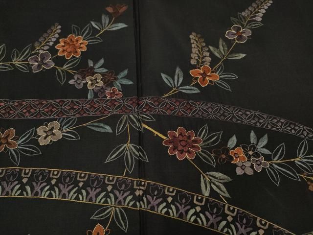 平和屋着物○訪問着 駒刺繍 枝葉文 金彩 正絹 逸品 DAAW5502ud 平和屋