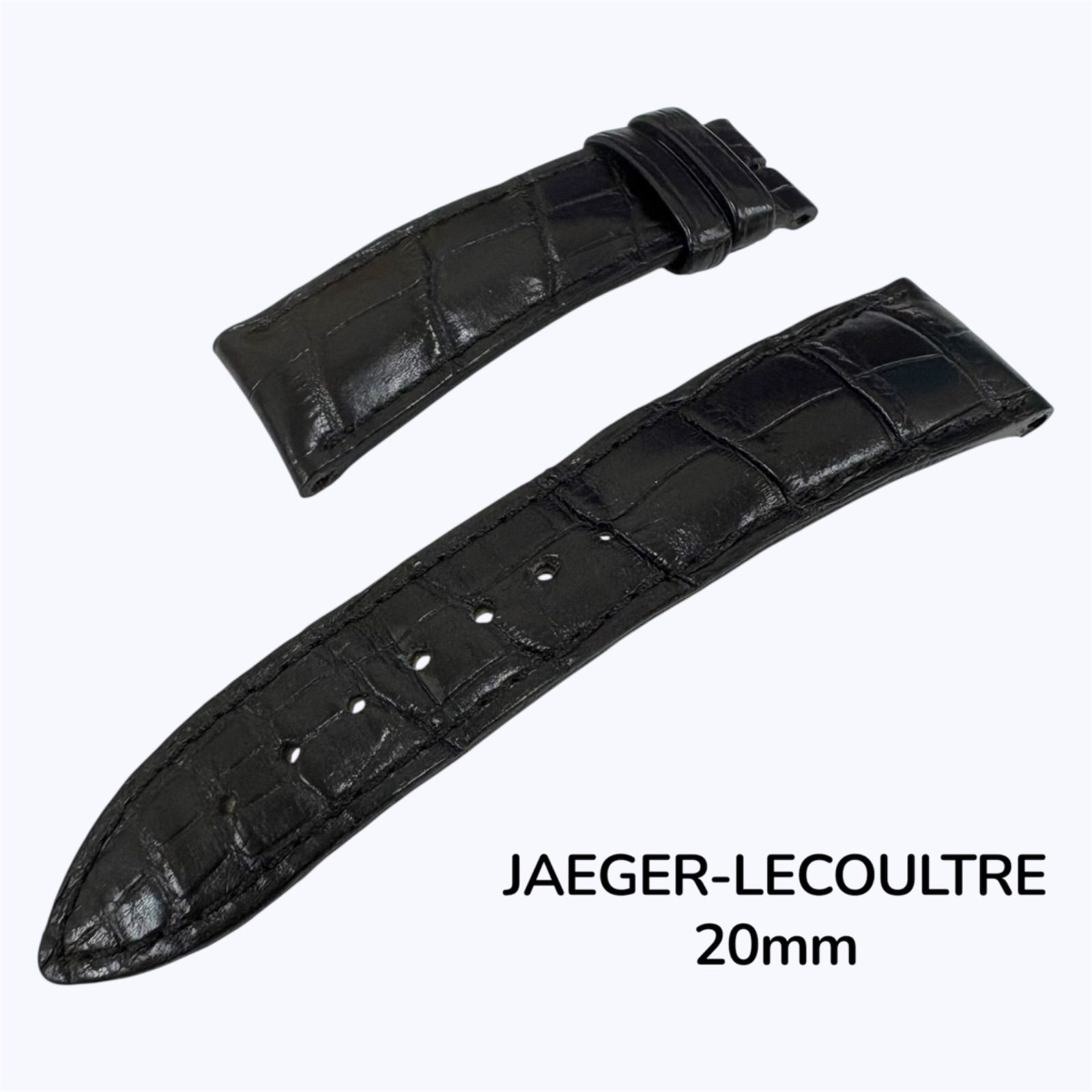 Jaeger-LeCoultre ジャガールクルト純正黒クロコ20mm 中古品 時計ベルト】JAEGER-LECOULTRE ジャガー・ルクルト 純正バンド