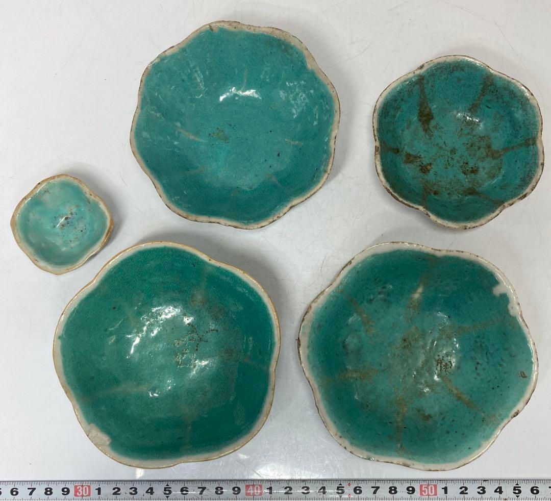 中国清時代 粉彩茶碗 5点 直径12㎝|9.6㎝|5.8㎝他 東ま5-1210