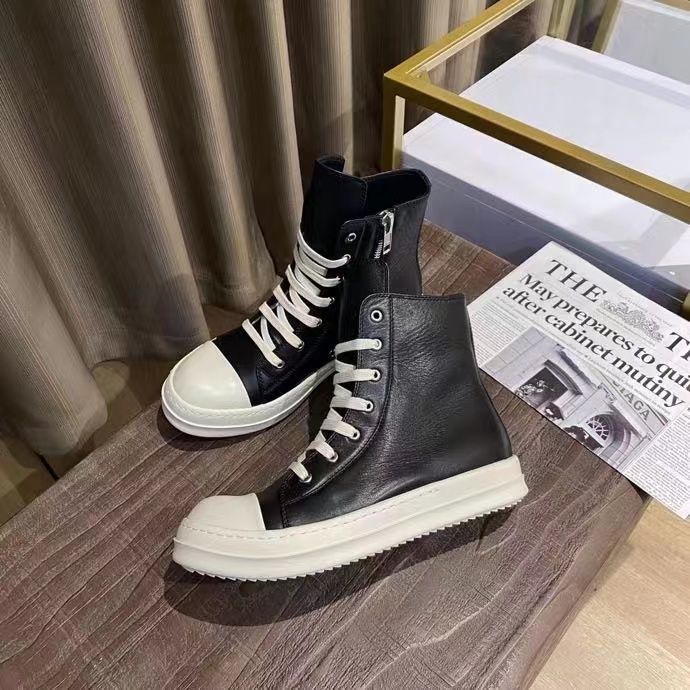 リックオーウエンス Rick Owens ラモーンズ ブラック 牛革 ハイカット スニーカー