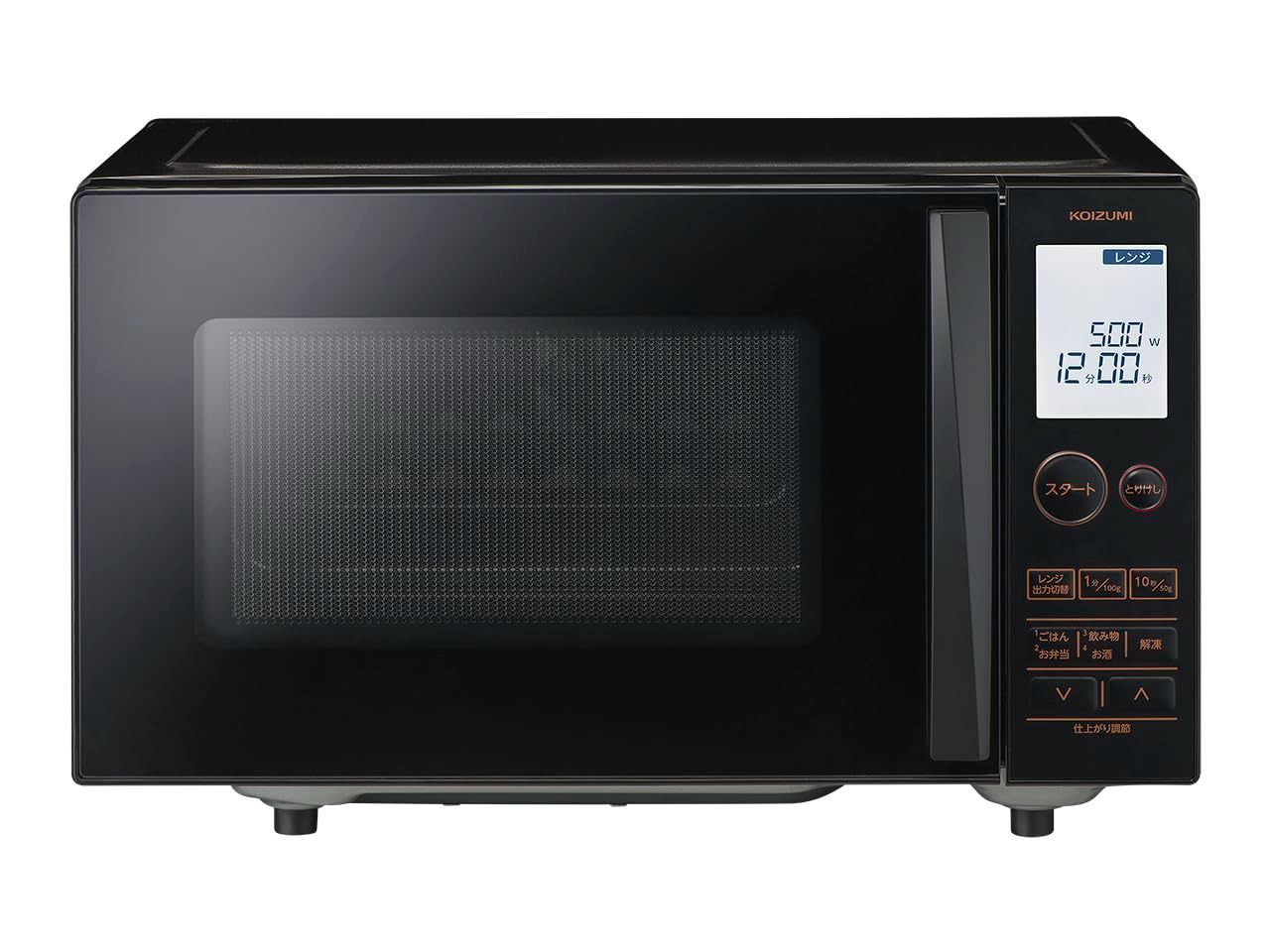 コイズミ 単機能 電子レンジ 18L 一人暮らし 二人暮らし ヘルツフリー フラットテーブル 大きめ文字表示 ブラック KRD-1880|K
