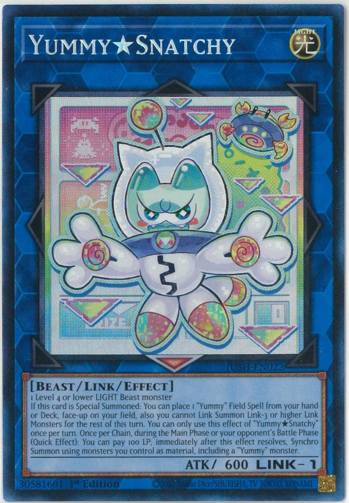 遊戯王 JUSH-EN022 ヤミー★スナッチー Yummy★Snatchy (英語版 1st Edition スターライトレア) Justice Hunters Yummy Snatchy [Starlight Rare] JUSH-EN022 Prices | YuGiOh