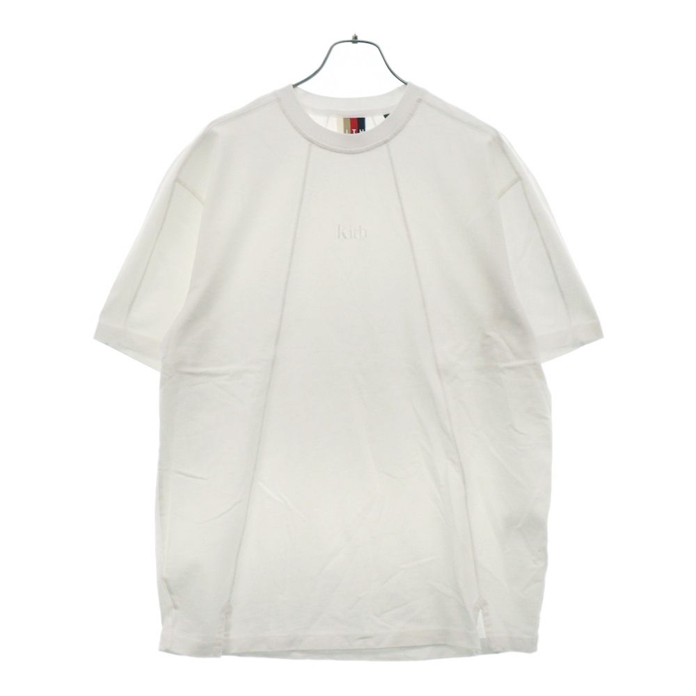 KITH (キス) Paneled Tee ロゴ刺繍 クルーネック コットン 半袖Tシャツ カットソー ホワイト KH3666