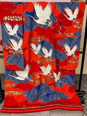 貸衣装処分品 色打掛 豪華友禅 鶴に青
