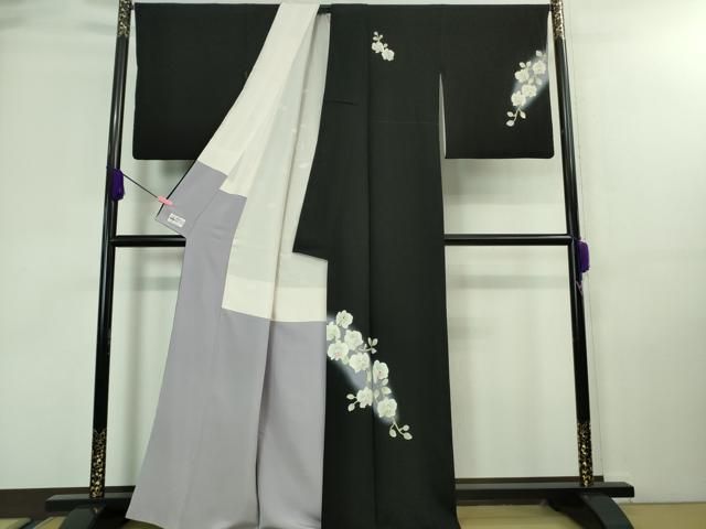 平和屋本店■極上　本加賀友禅作家　太田秀典　訪問着　胡蝶蘭　暈し染め　黒地　やまと誂製　逸品　DZAA7678kh5 平和屋本店□極上 本加賀友禅作家 太田秀典 訪問着 胡蝶蘭 暈