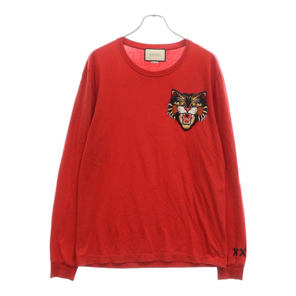 GUCCI (グッチ) アングリーキャット 刺繍ワッペン 長袖Tシャツ ロンT 