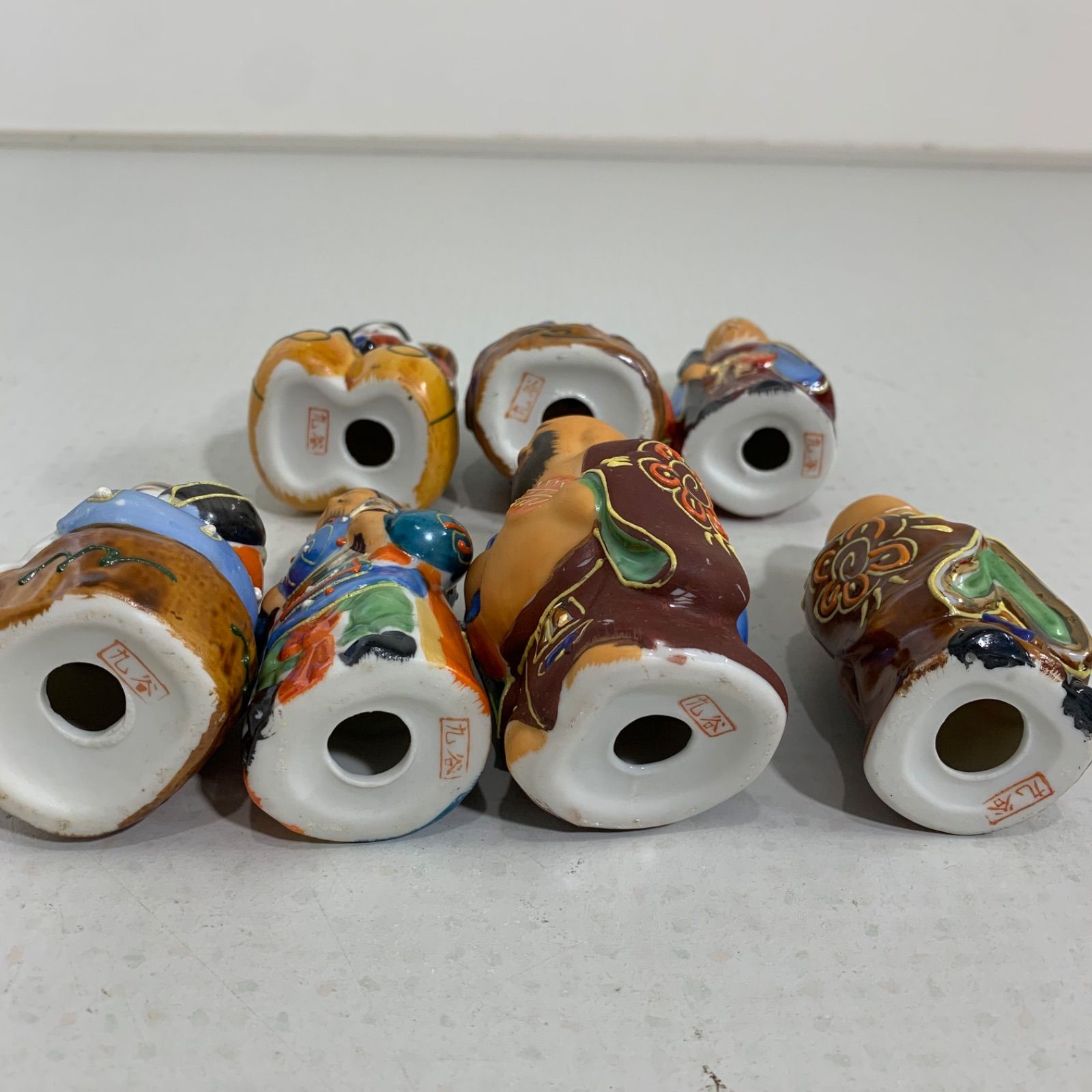 当時物 九谷焼 七福神 ミニサイズ 陶器製 恵比寿 大黒天 布袋尊 福禄寿