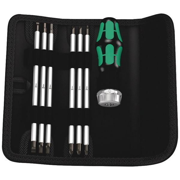 WERA ヴェラ 7点組 両頭ドライバービット Kraftform ラチェットハンドルセット 差込6.35mm 収納ポーチ付 073665 工具 ツール DIY