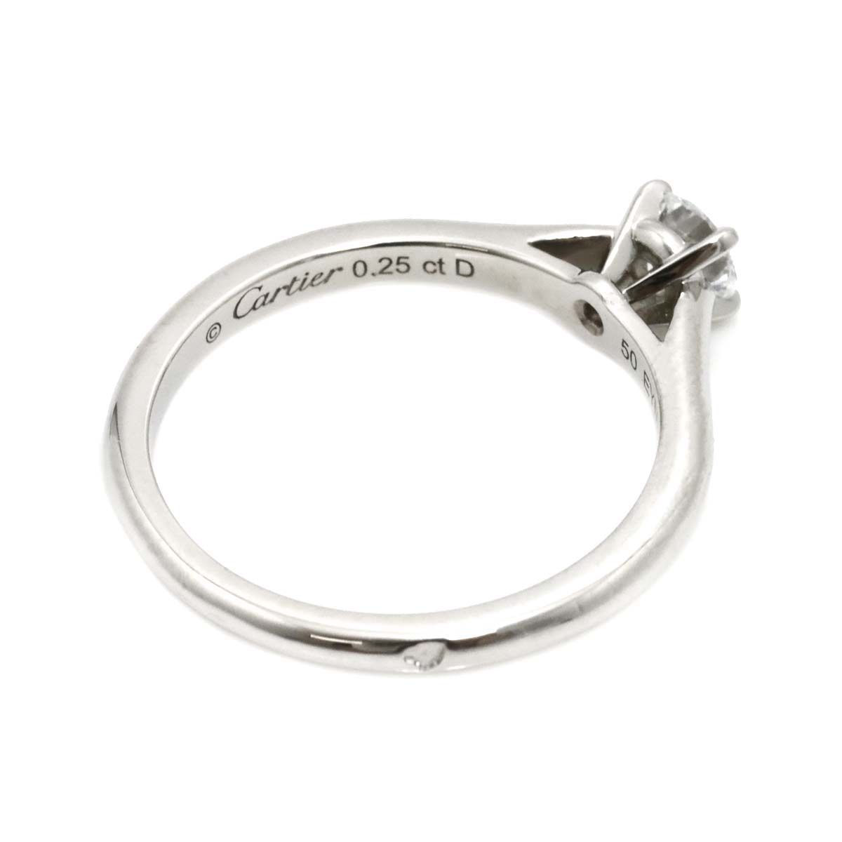 カルティエ Cartier ソリテール ダイヤ 0.25ct D/VS2/EX #50 リング Pt  