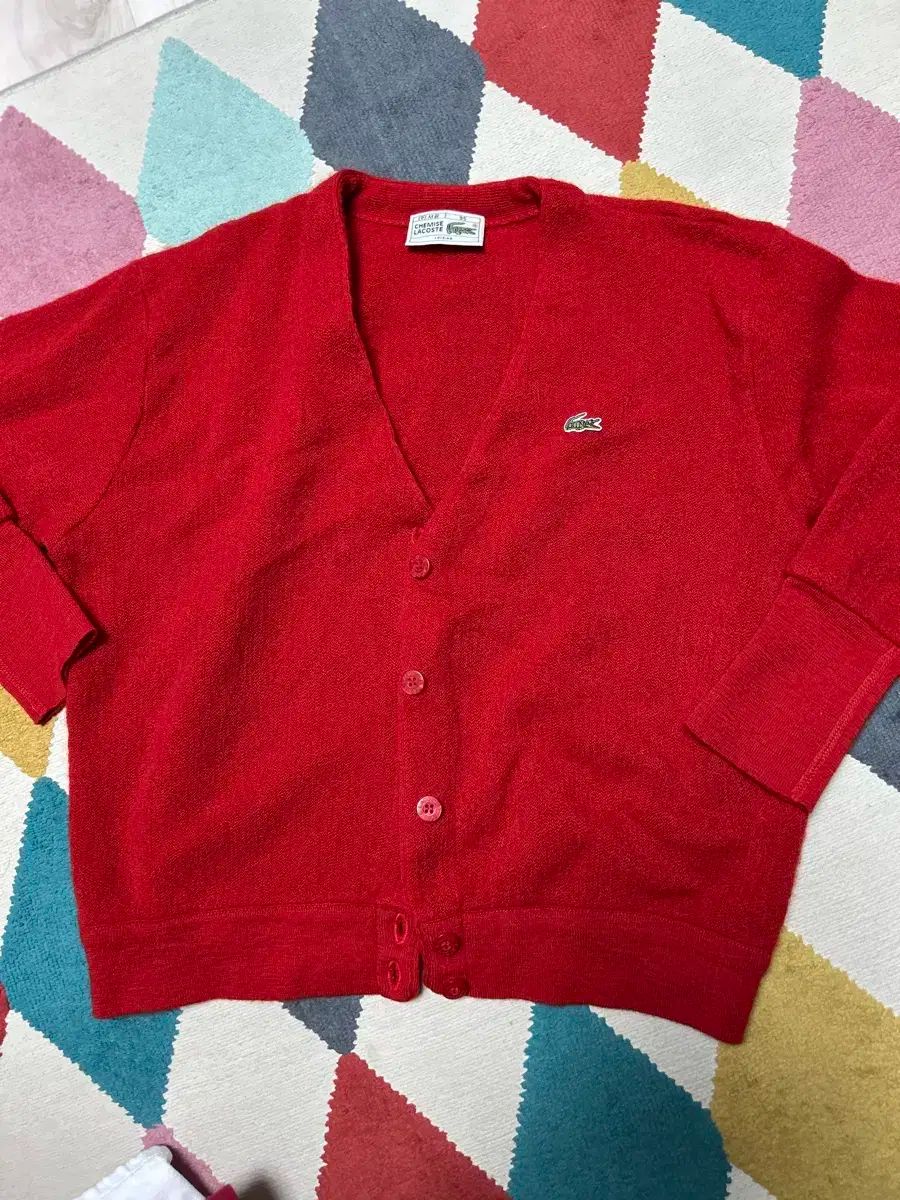 ラコステ レッド カーディガン 95 55|66