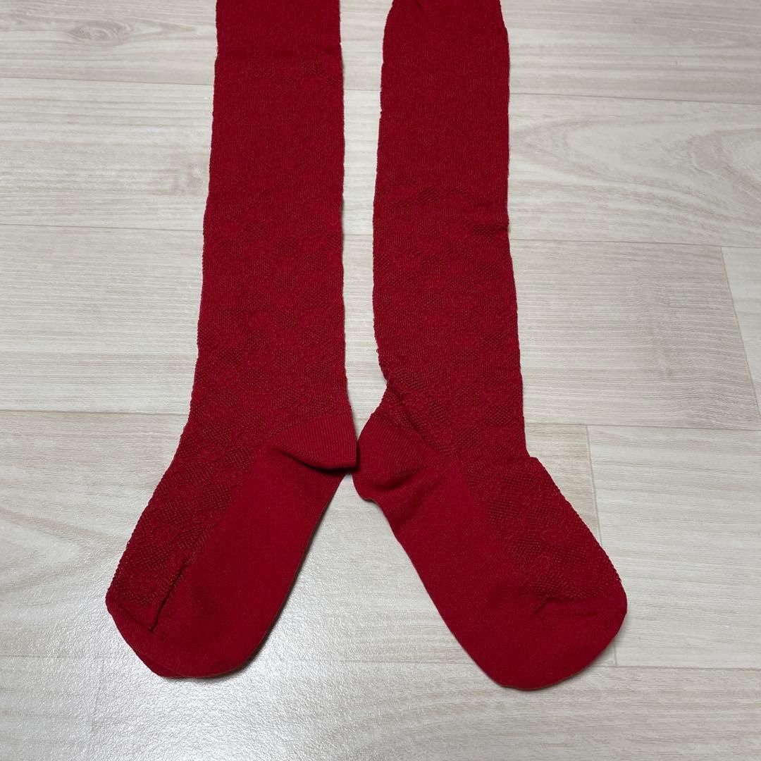 驚きの価格が実現! ♥ GUCCI グッチ 編み込み模様 キッズタイツ 6 レッド系
