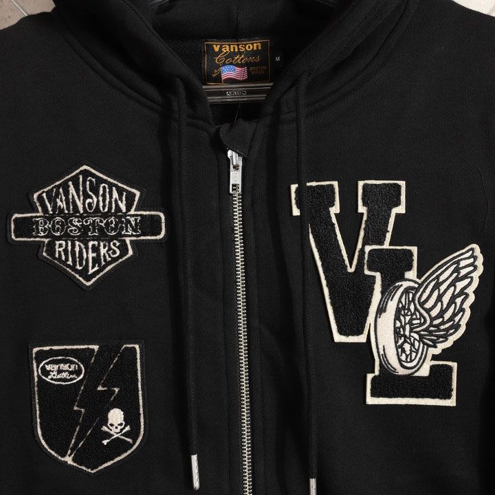 VANSON バンソン フルZIPパーカー (NVSZ-2522) 【送料無料】裏毛 刺繍 さがらワッペン VANSON バンソン フルZIPパーカー NVSZ-2522 裏毛 刺繍 さがらワッペン