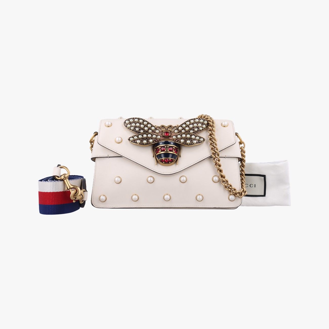 グッチGucciブロードウェイ パール ビーホワイトレザー453778F020989578