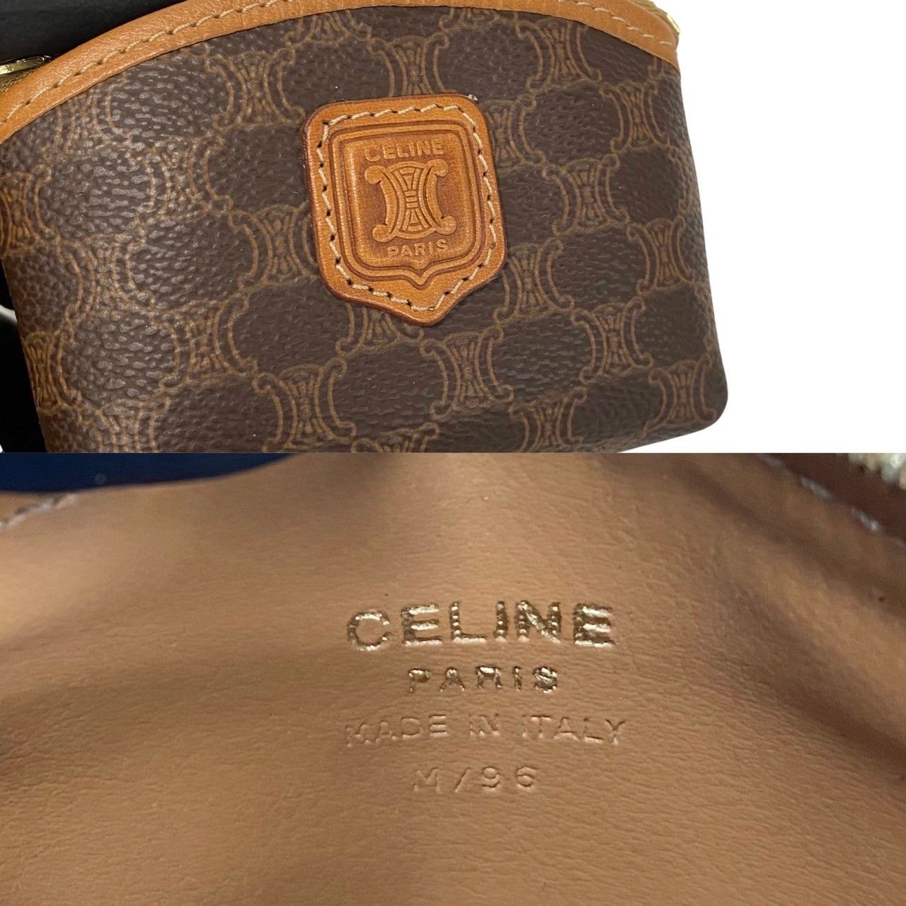 極 美品 CELINE セリーヌ ヴィンテージ マカダム ブラゾン トリオンフ 柄 レザー コインケース 小銭入れ ポーチ ブラウン 茶 58226  - メルカリ