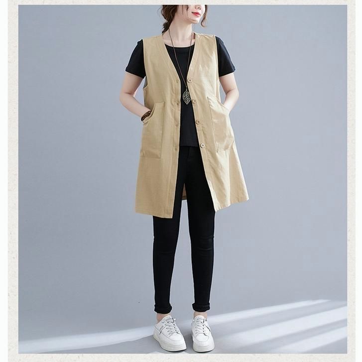 ベスト レディース 春 リネンライクロングジレ ジレ ロングコートノースリーブ ロングジレ トレンチベスト 無地 綿麻 ロングベスト夏 大きいサイズ ベスト レディース 春 リネンライクロングジレ ジレ ロング