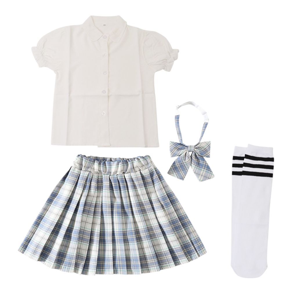 カラー4  160cm  卒業式スーツ 女の子 子供スーツ セットアップ スーツ 女の子 半袖 子供スーツ ブラウス スカート プリーツスカート ウェストゴム リボン付き セットアップ チェック柄スカー