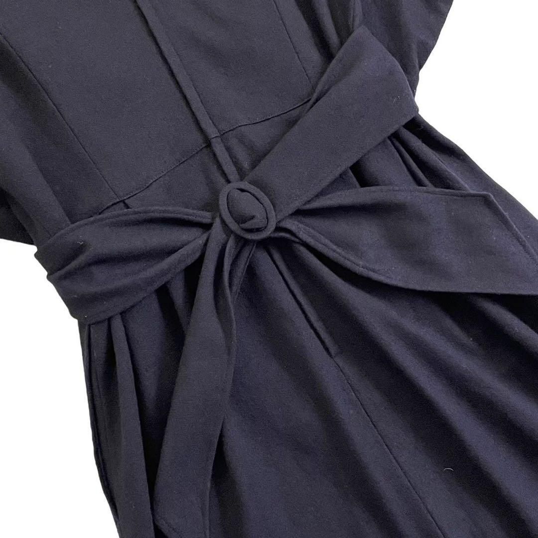 PARTISAN パルチザン ワンピース 紺 ウール ロング 襟 ボタン リボン  