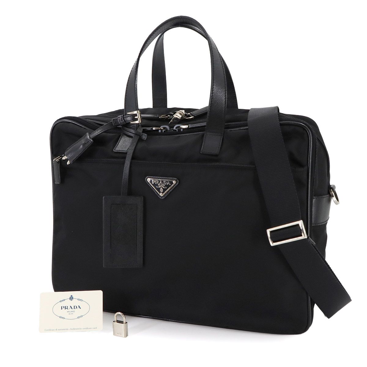 美品 プラダ PRADA ブリーフケース 2way ビジネス ショルダー バッグ 
