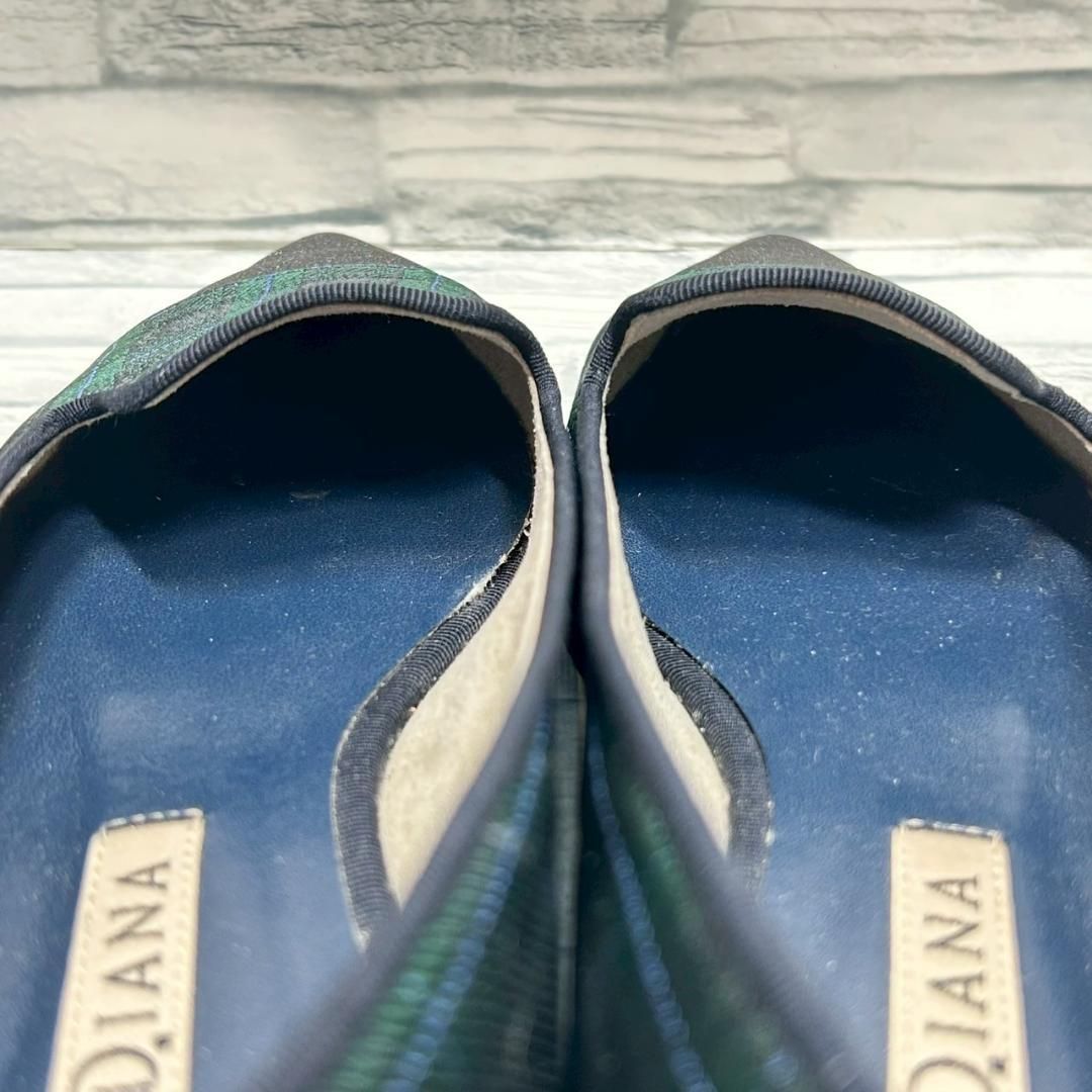 美品】DIANA パンプス グリッター チェック柄 ポインテッドトゥ 22.5cm