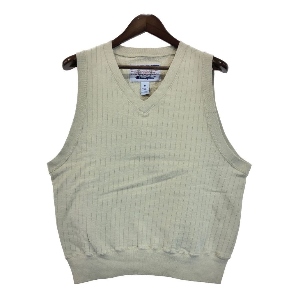 00年代 Champion チャンピオン RIBBED FLEECE スウェットベスト ベージュ (メンズ M) 中古 古着 T3940