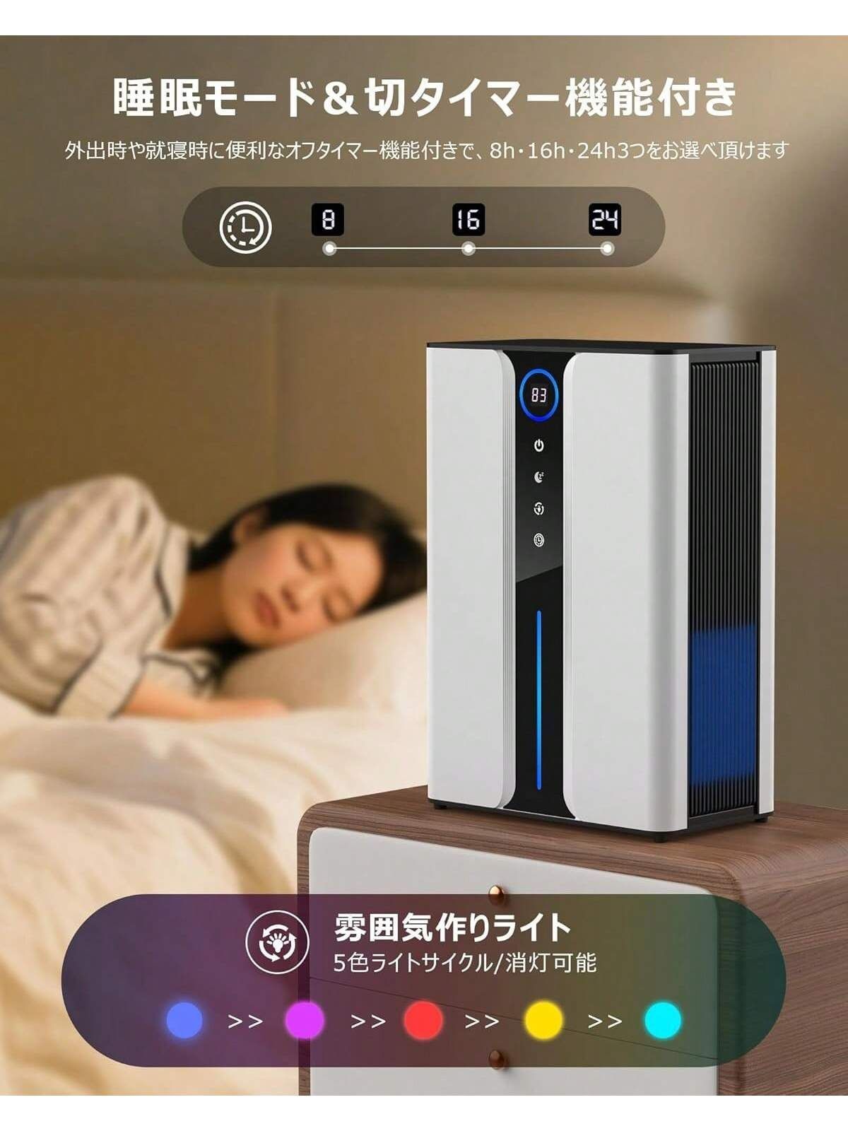 省エネ 除湿機 大容量3L 最大2L/日 ホワイト 軽量 コンパクト Amazon | Heshare 除湿機 大容量 3L 強力 梅雨・湿気対策 満水