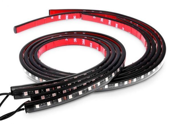 アンダーネオン ライト RGB LED テープ ストロボ 90cm/120cm 4本 セット サウンドセンサー付 イルミネーション 音楽同期 防水 A045 C | LAVERSTRA LED アンダーライト アンダーネオン 車 RGB 高輝度