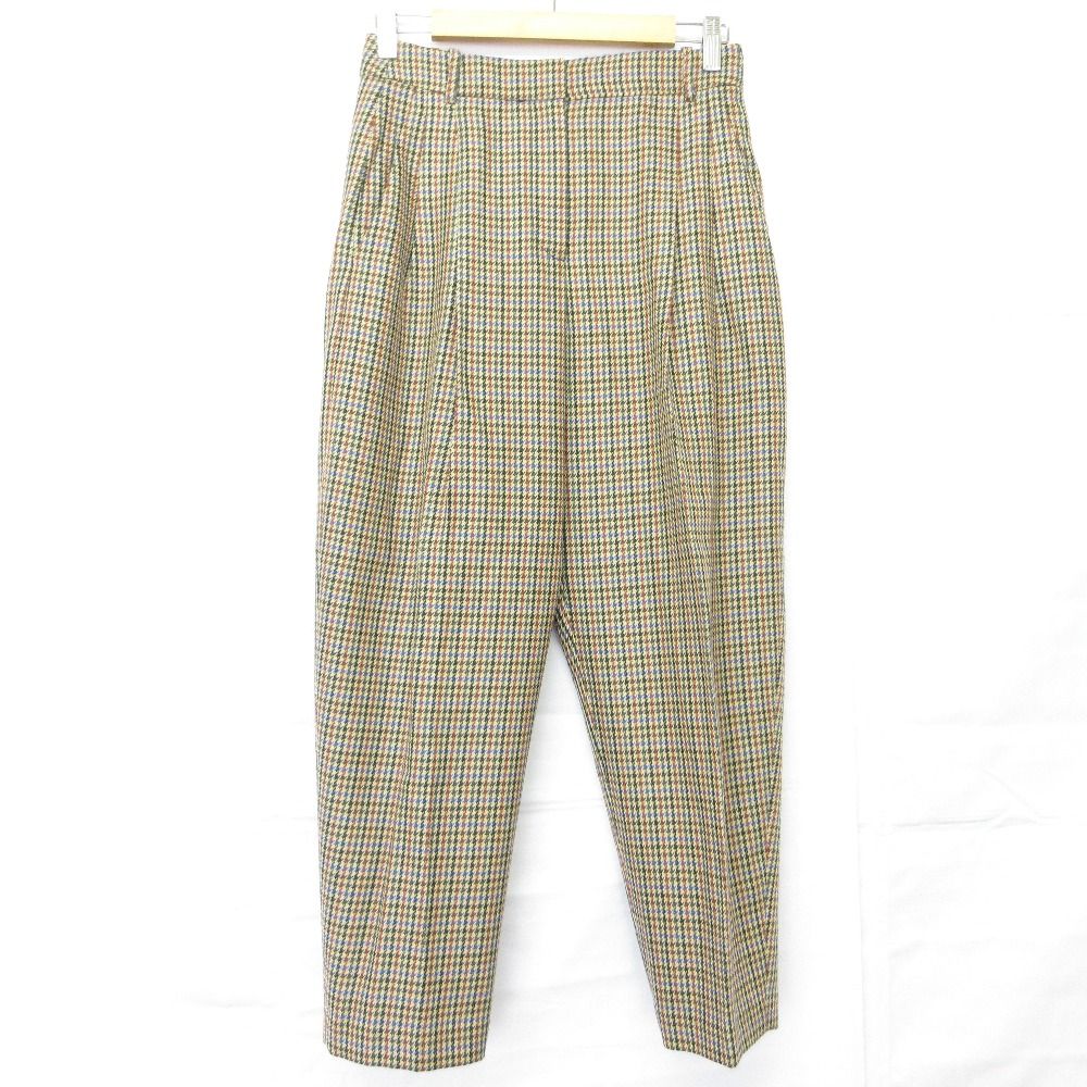 STELLA McCARTNEY ステラマッカートニー ガンクラブチェック タックスラックスパンツ サイズ36 ベージュ レディース 古着