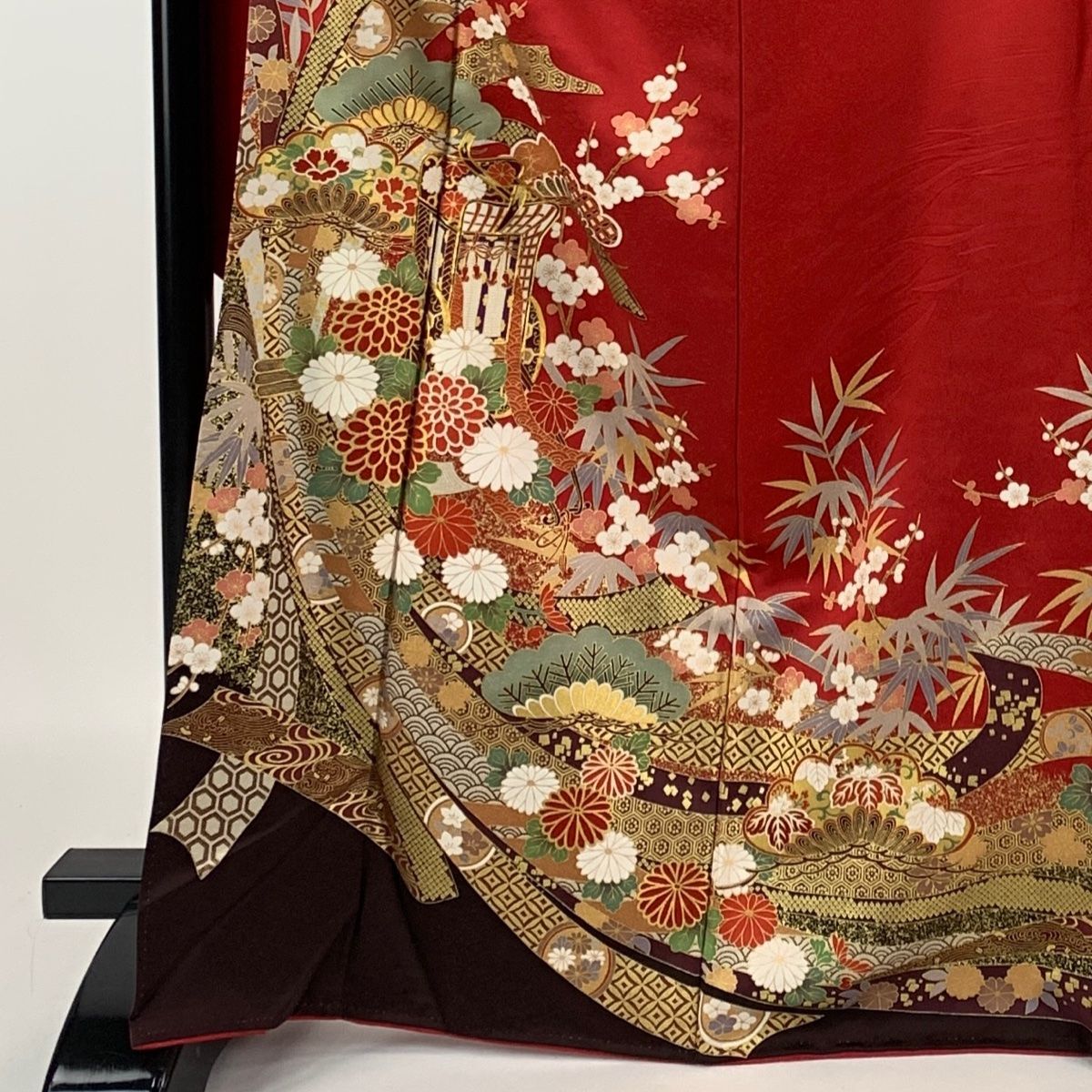 振袖フルセット(7点)・古典柄(絞り・エンボス加工・鹿の子・FS016