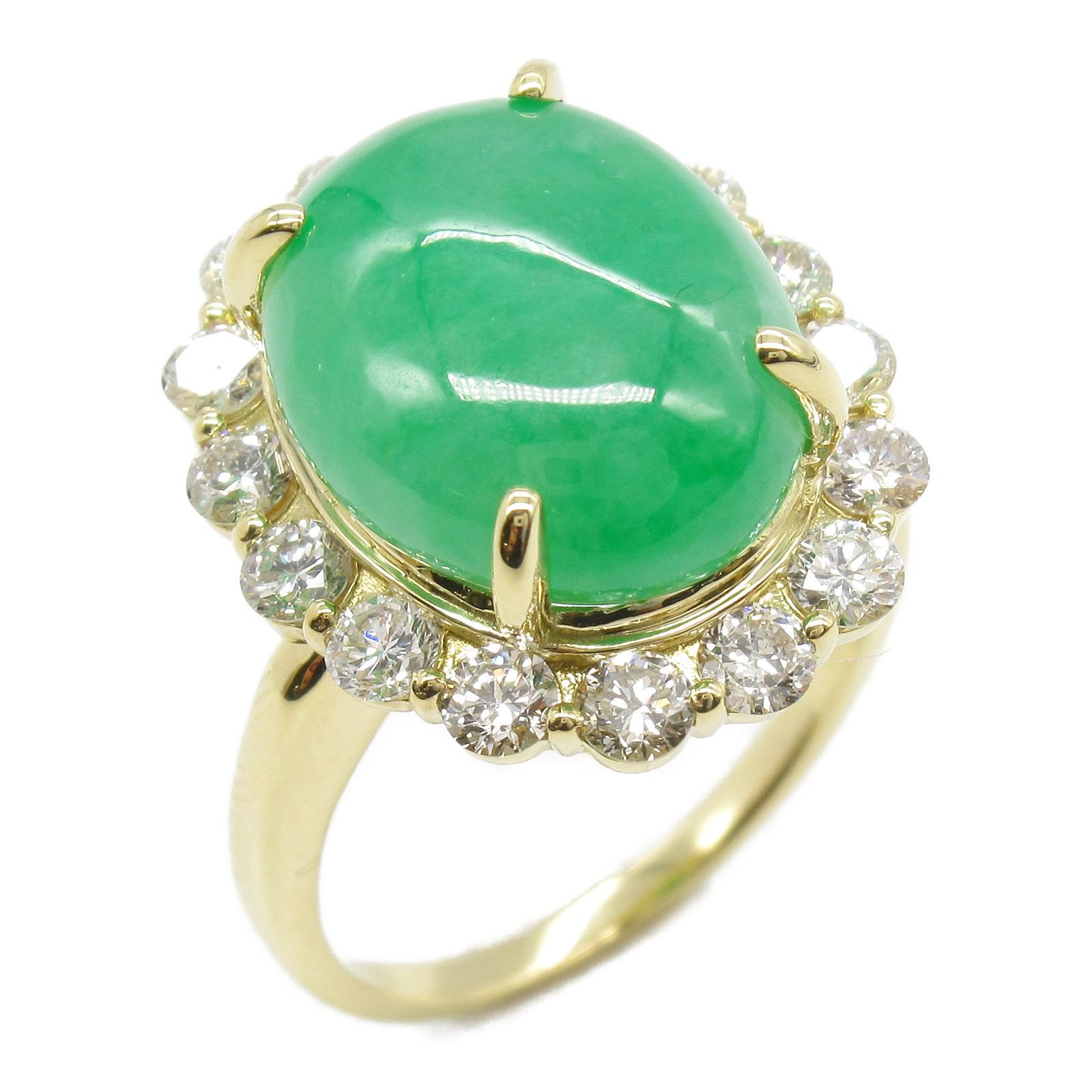 ジュエリー JEWELRY リング 指輪 翡翠 ダイヤモンド リング 翡翠 6.9g 10 K18 イエローゴールド ダイヤモンド リング レディース Used A
