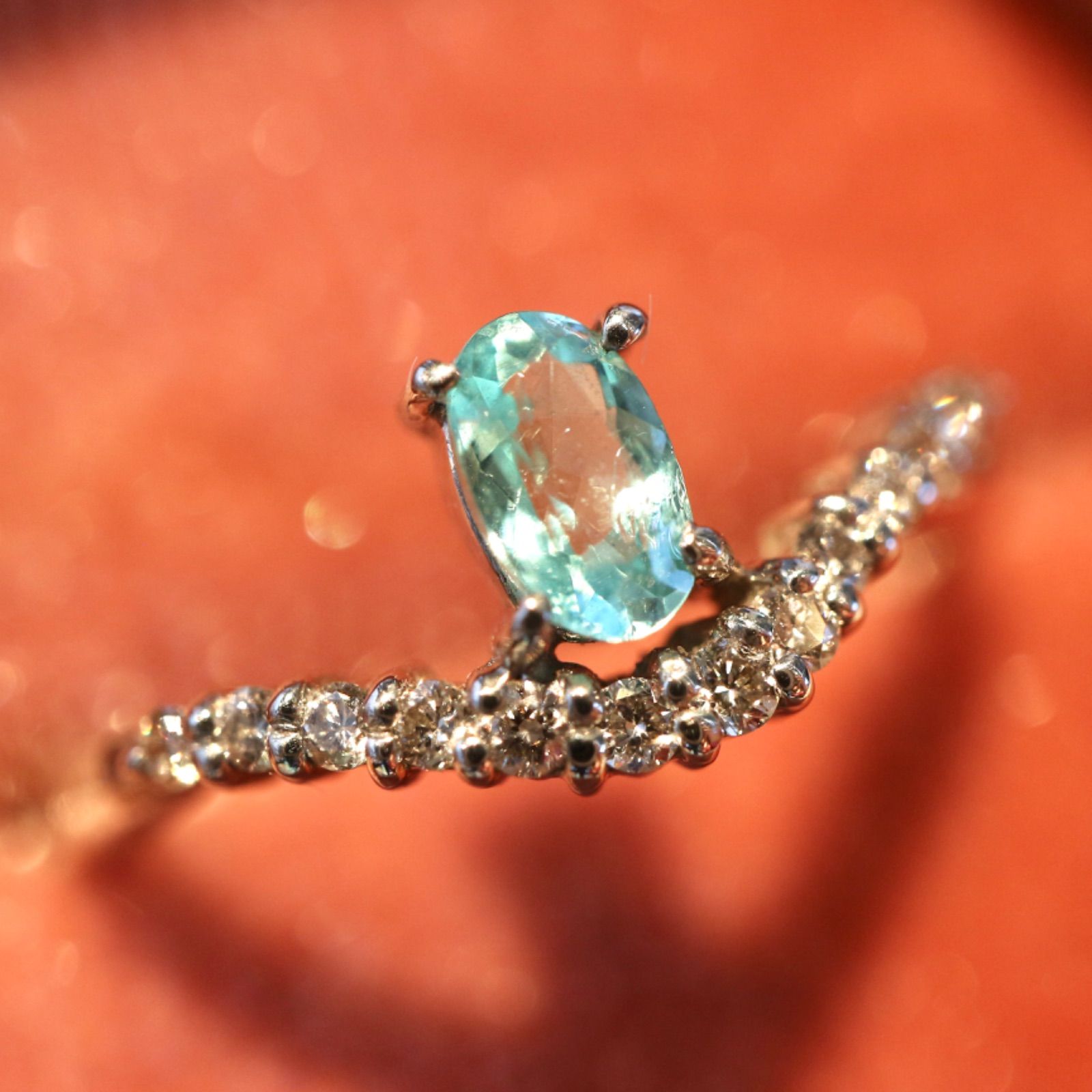 人気の希少石☆K18YG 天然パライバトルマリン&ダイヤリング