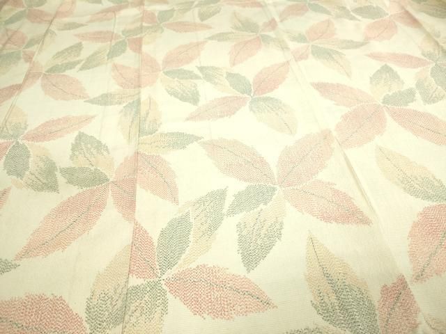 平和屋着物▽上質な紬 単衣 舞葉文 正絹 逸品 DAAV9584sf