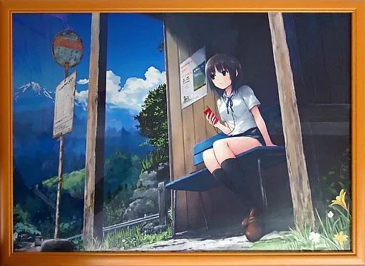 【中古】原画イラストボード ≪イラスト画集≫ 付属品付)珈琲貴族 複製原画「バス停と少女」 (絵師100人展 01)