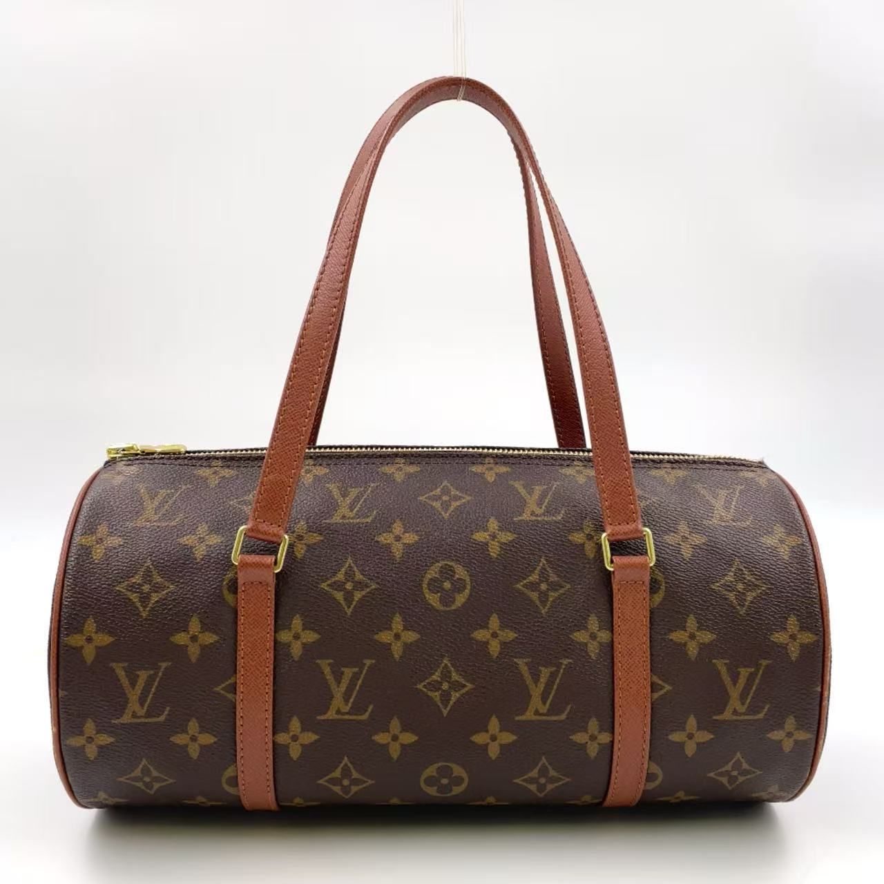 LOUIS VUITTON パピヨン30 モノグラム モノグラム レザー×PVC ブラウン ハンドバッグ ゴールド M51365