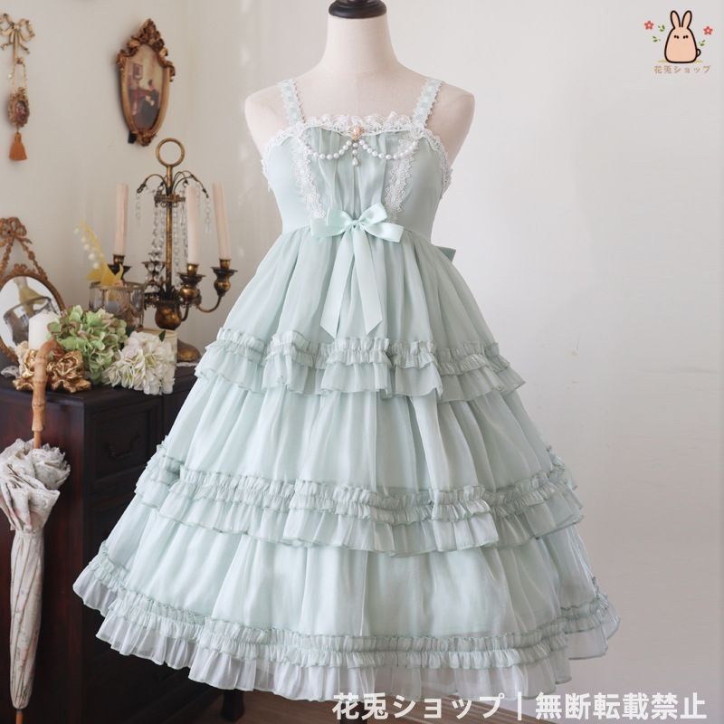 2025新作 未使用 クラシカルロリータエメラルドフェアリーワンピース 甘ロリ風で日常やイベントにも活躍する衣装