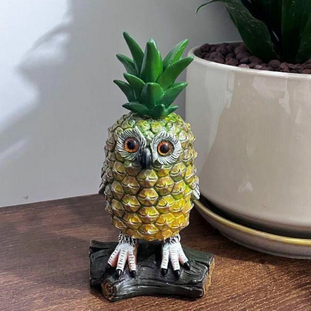 新品 可愛すぎパイナップル フクロウ像  動物 彫刻 置物オブジェ フ ガーデンオーナメント  インテリア おもしろ インテリア雑貨 インテリア小物