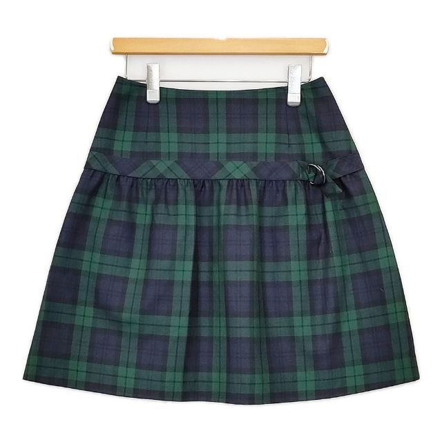 YORKLAND ウール 11AR チェック スカート グリーン ネイビー