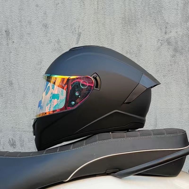 可愛いダブルレンズフルフェイスヘルメットバイクヘルメットレンズ色選択可能S〜XLマットブラック