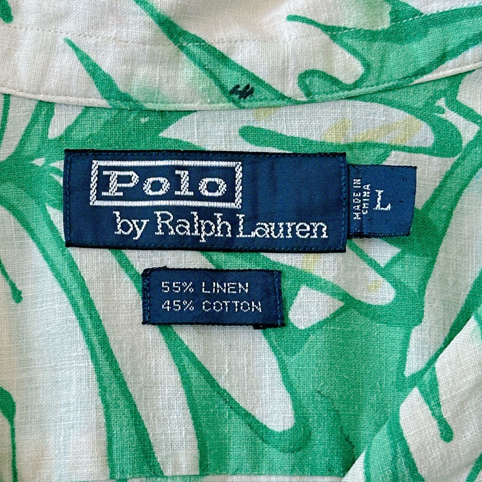 90s ラルフローレン アロハシャツ オープンカラーシャツ 開襟 リネン