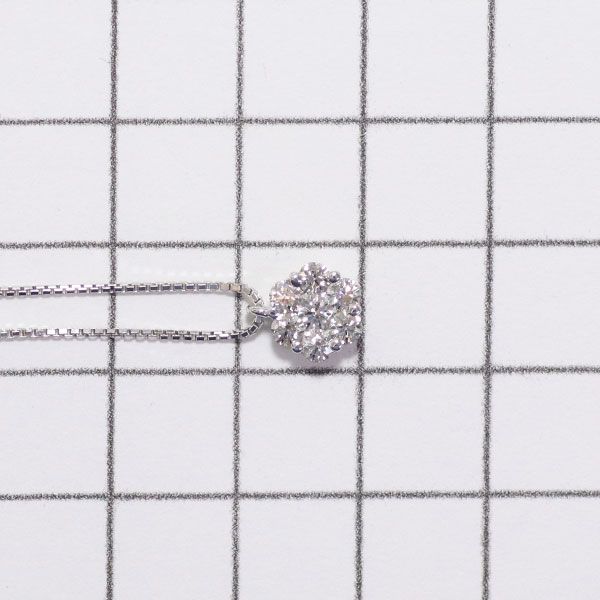 K18WG H&C ダイヤモンド ペンダントネックレス 0.50ct フラワー