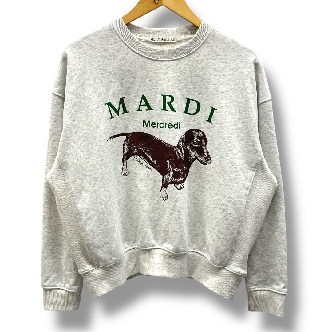 Mardi Mercredi ダックスフンド プリント スウェット グレー Mardi Mercredi マルディメクルディ プリントスウェット
