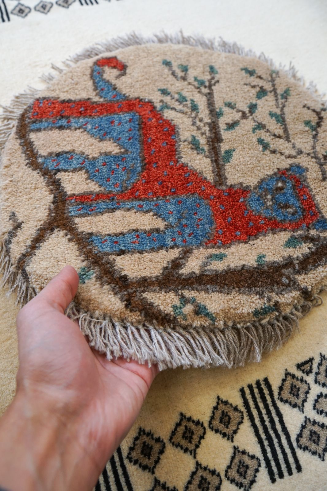 40×40cm ペルシャ絨毯 手織りギャッベ アマレ族 ギャベ 40×40cm ペルシャ絨毯 手織りギャッベ アマレ族 ギャベ 40×40cm