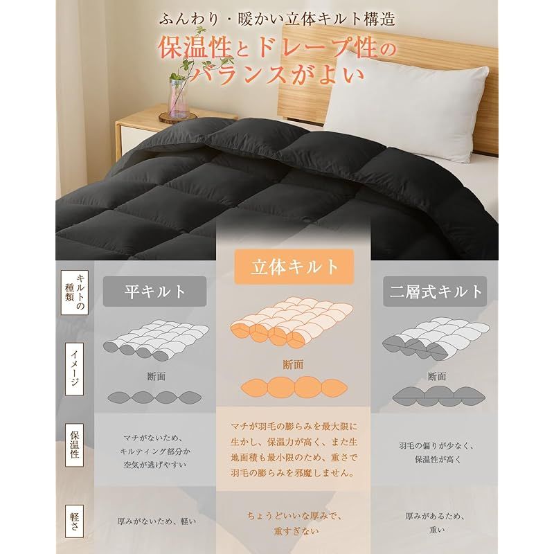 Softime 掛け布団 人工羽毛布団 ダブル 冬 ダックダウン93 相当 宇宙服素材エアロゲル採用 羽毛布団より軽量 保温 体にフィットする立体キルト 帝人FWALINE使用保温力 肌掛け布団 軽くて暖かい 冬用 掛けふとん あったか ホコリ出にくい 1 MARWIL-DEMENAGEMENTS_CH