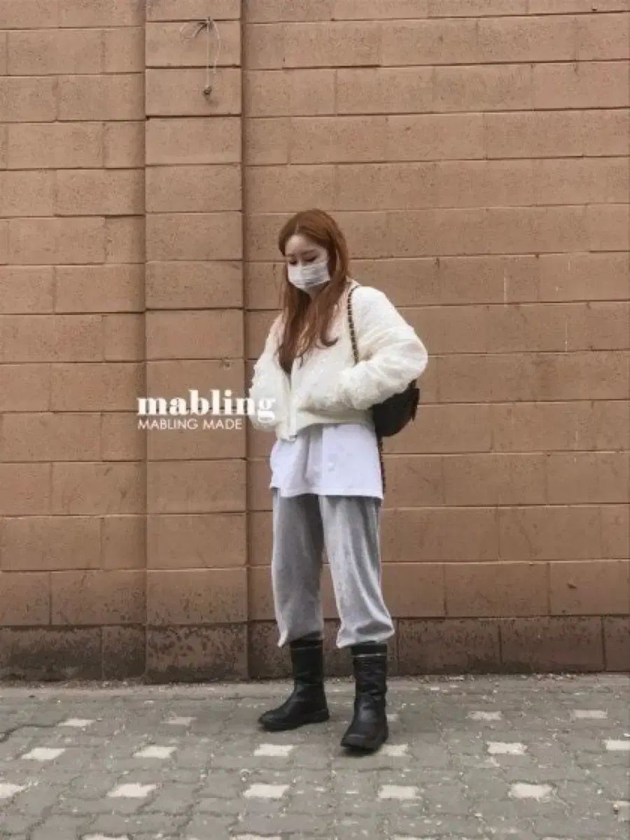 マーブル ベロアパンツ ベルベットパンツ グレー