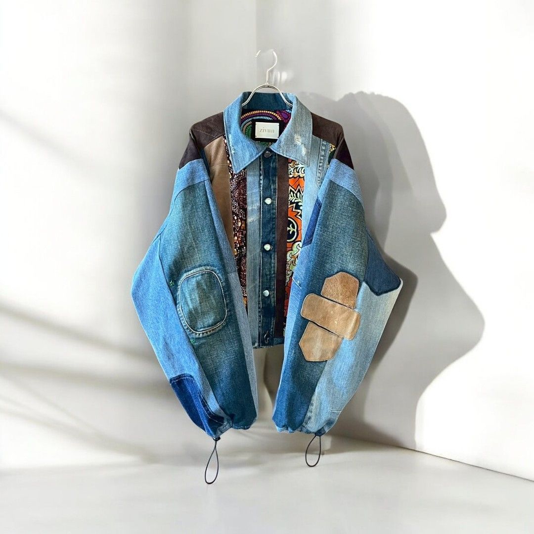african print rebuild denim jacket 再構築 リメイク remake デニムジャケット レディース recollect有明ガーデン店