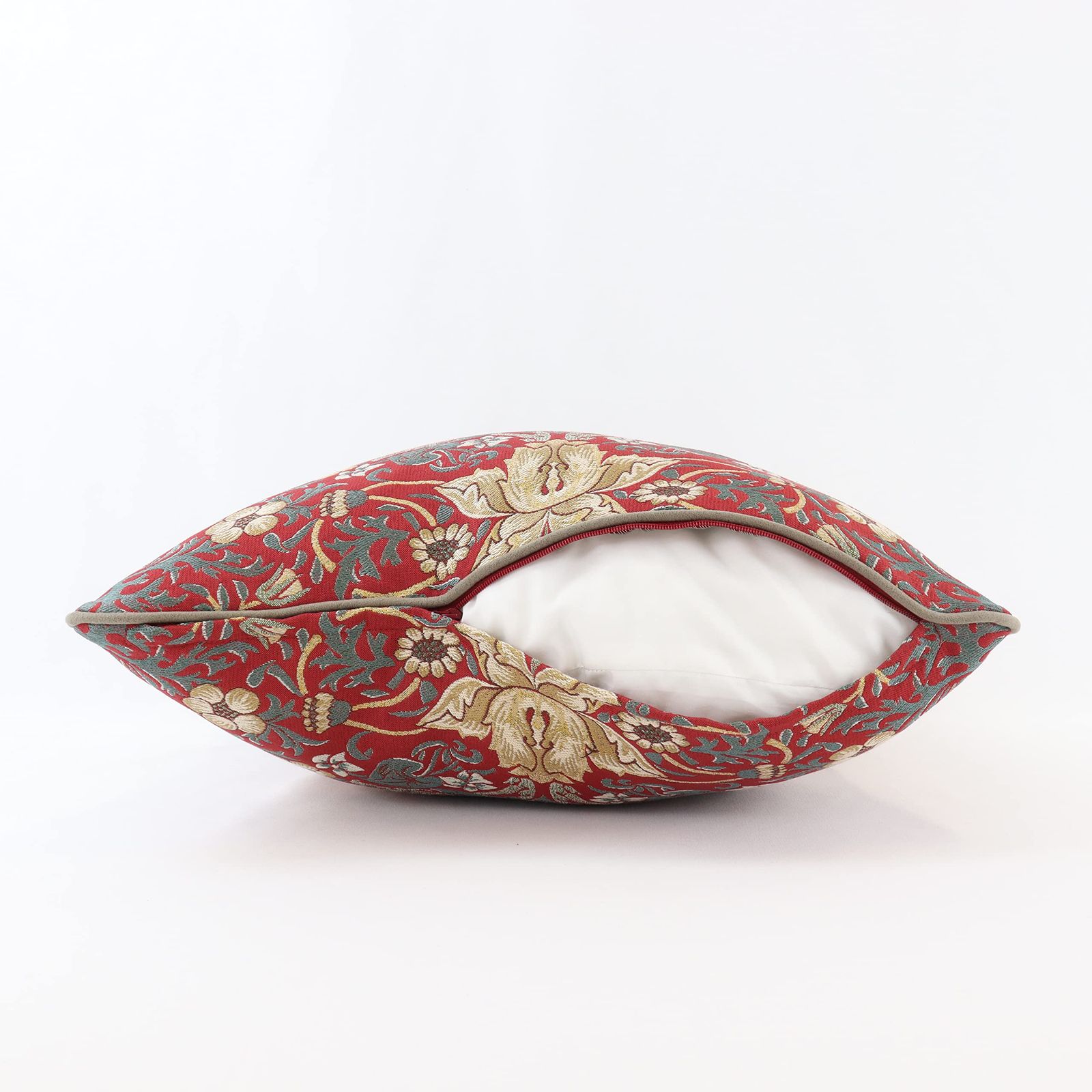 【品質数量】 川島織物セルコン Morris Design Studio モリスデザインスタジオ 背当 クッションカバー いちご泥棒 レッド 45×45cm LL1710